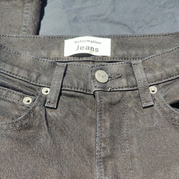 Reformation Liza‎ High Rise Straight Jeans Womens 23 Black Preppy Zip Fly - Picture 6 of 9